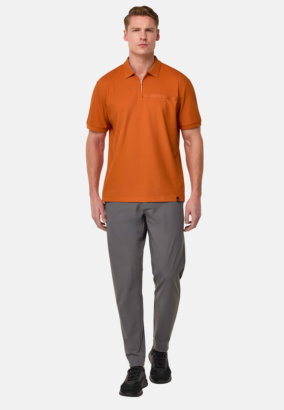 Cool Jade-Fresh Piqué Polo Shirt, Orange, hi-res