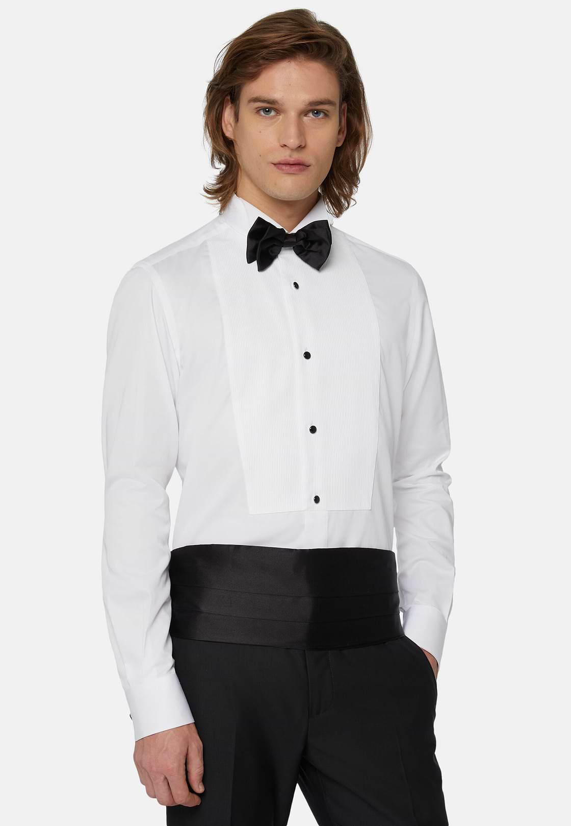 Camicia In Cotone Slim Fit, Bianco, hi-res, 1
