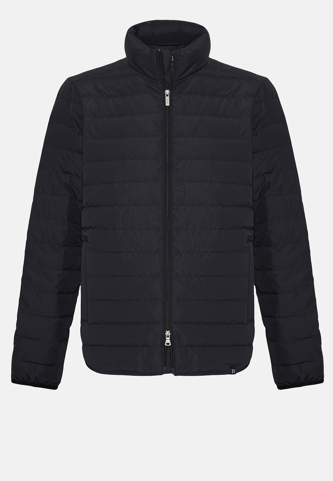 Quilted Nylon Real Down Bomber Style Sempione, Navy blue, hi-res