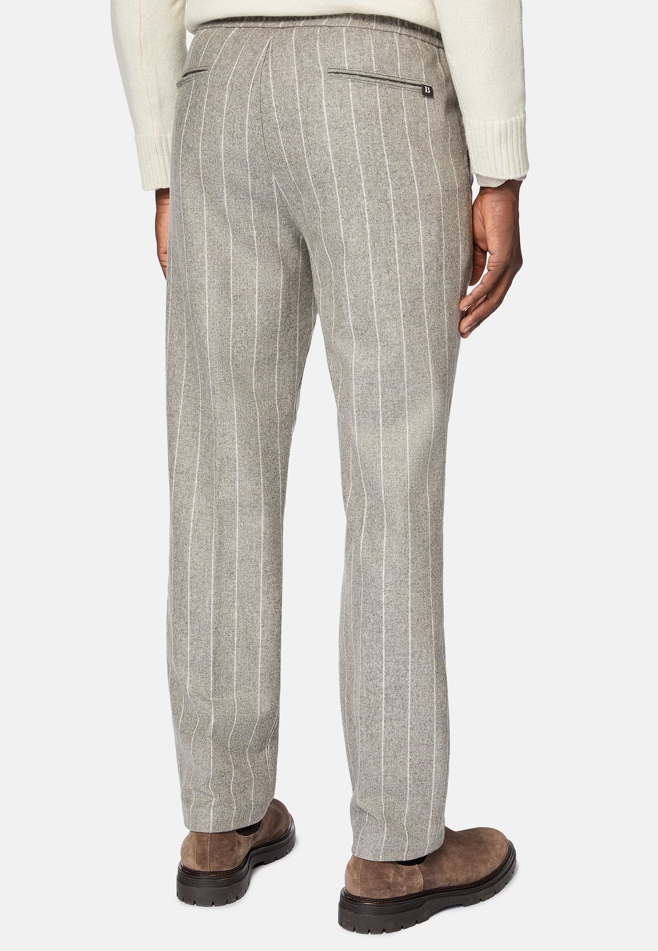 Men's City Trousers in Pinstripe Flannel | Boggi Milano
