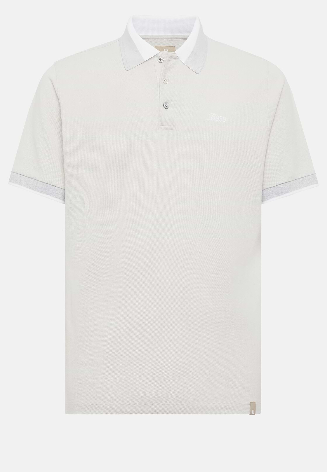 Organic Cotton Blend Piqué Polo Shirt, Ice, hi-res