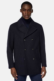 Peacoat In Wool, Navy blue, hi-res