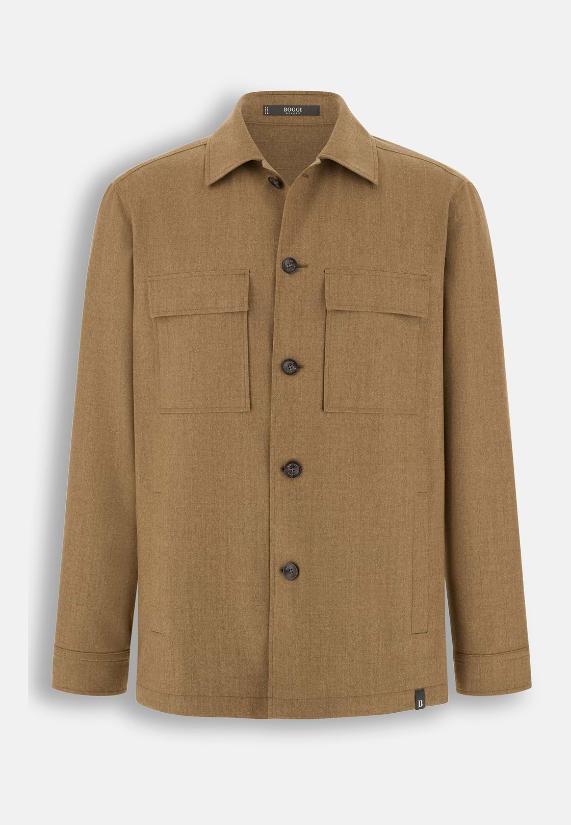 Shacket in Wool Flannel, Biscuit, hi-res, 6