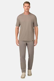 T-Shirt In Stretch Supima Cotton, Taupe, hi-res
