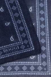 Pocket Square Micro Paisley Print Wool, Navy blue, thumb, 3
