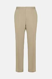 Stretch Cotton Pinces Trousers, Kaki, hi-res