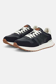 Tumbled Leather Trainers., Navy blue, hi-res