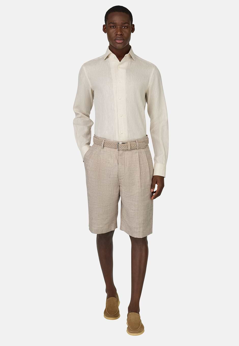 Regular Fit Linen Shirt, Sand, hi-res