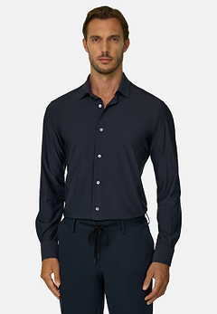 Navy Stretch Nylon Slim Fit Shirt