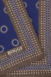 Silk Pocket Square With Medallions Pattern, Navy blue, thumb, 3