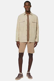 Veste Chemise Link En Coton Et Lin, Beige, hi-res