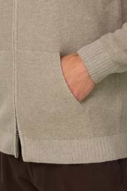 Roll Neck Jumper Full-Zip Cashmere Blend Plated, Beige, thumb, 3