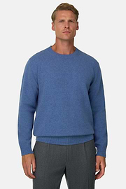 Rundhalspullover aus Mischgewebe, Indigo, thumb, 1