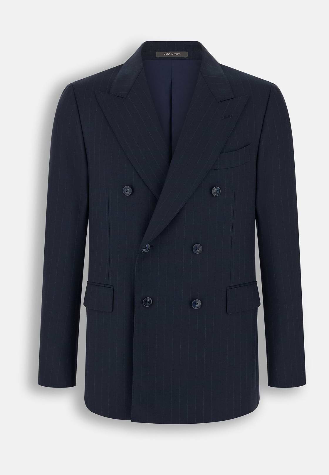 Suit Double-Breasted Herringbone Wool S130, Navy blue, hi-res, 7
