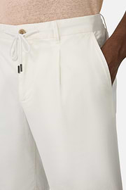 Stretch Cotton Summer Bermuda Shorts, White, hi-res