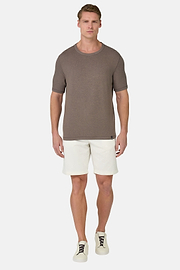 Cotton and Viscose Jersey T-Shirts, Brown, hi-res