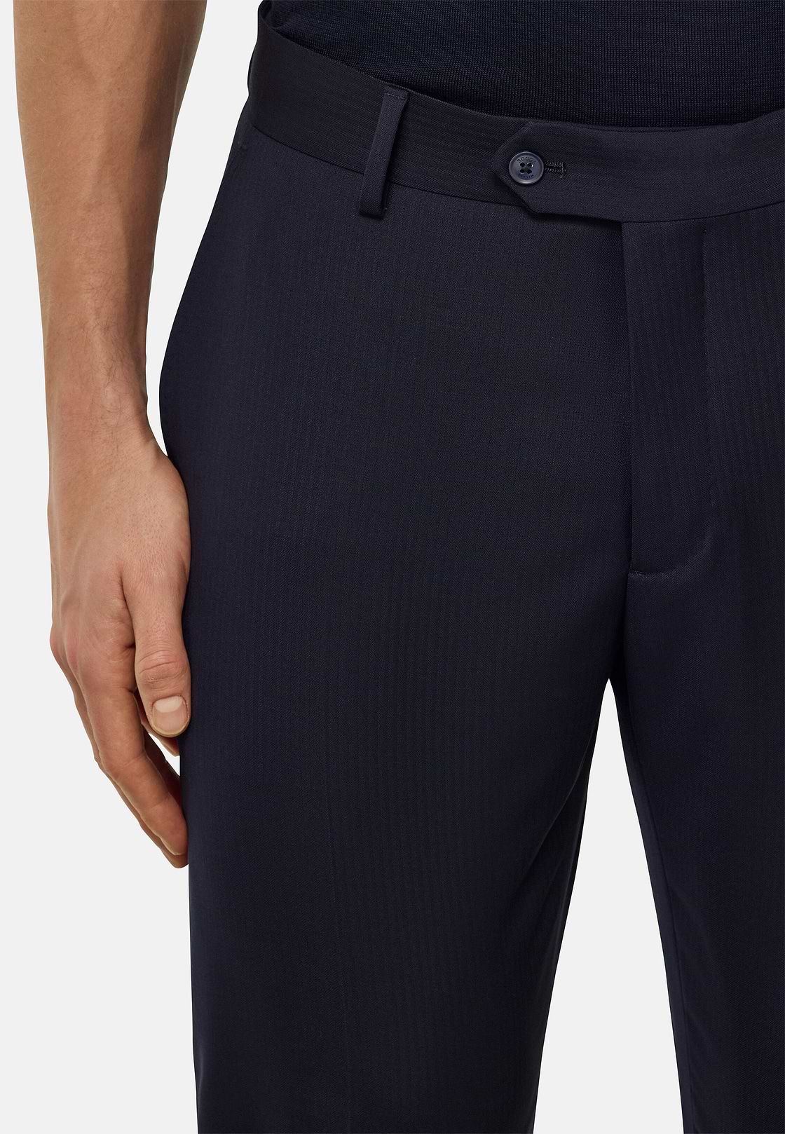 Anzug Mit Mirco-Resca Aus Reiner Stretchwolle, Navy blau, hi-res