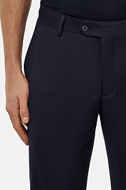 Anzug Mit Mirco-Resca Aus Reiner Stretchwolle, Navy blau, hi-res