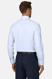 Overhemd Gestreept in Katoen Dobby Slim Fit, Light Blue, thumb, 6