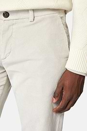 Trousers in Stretch Velvet, Light grey, hi-res