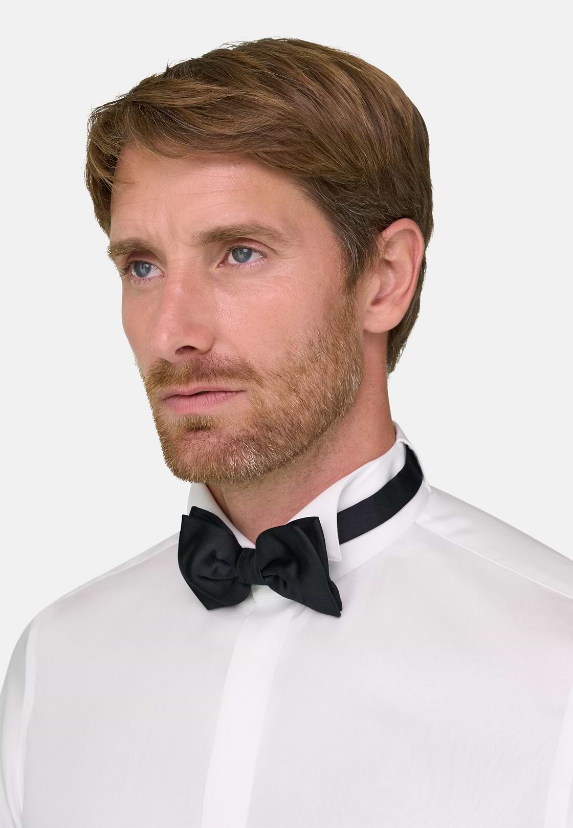 Camicia In Raso Di Cotone Slim Fit, Bianco, hi-res, 3