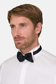 Camicia In Raso Di Cotone Slim Fit, Bianco, thumb, 3
