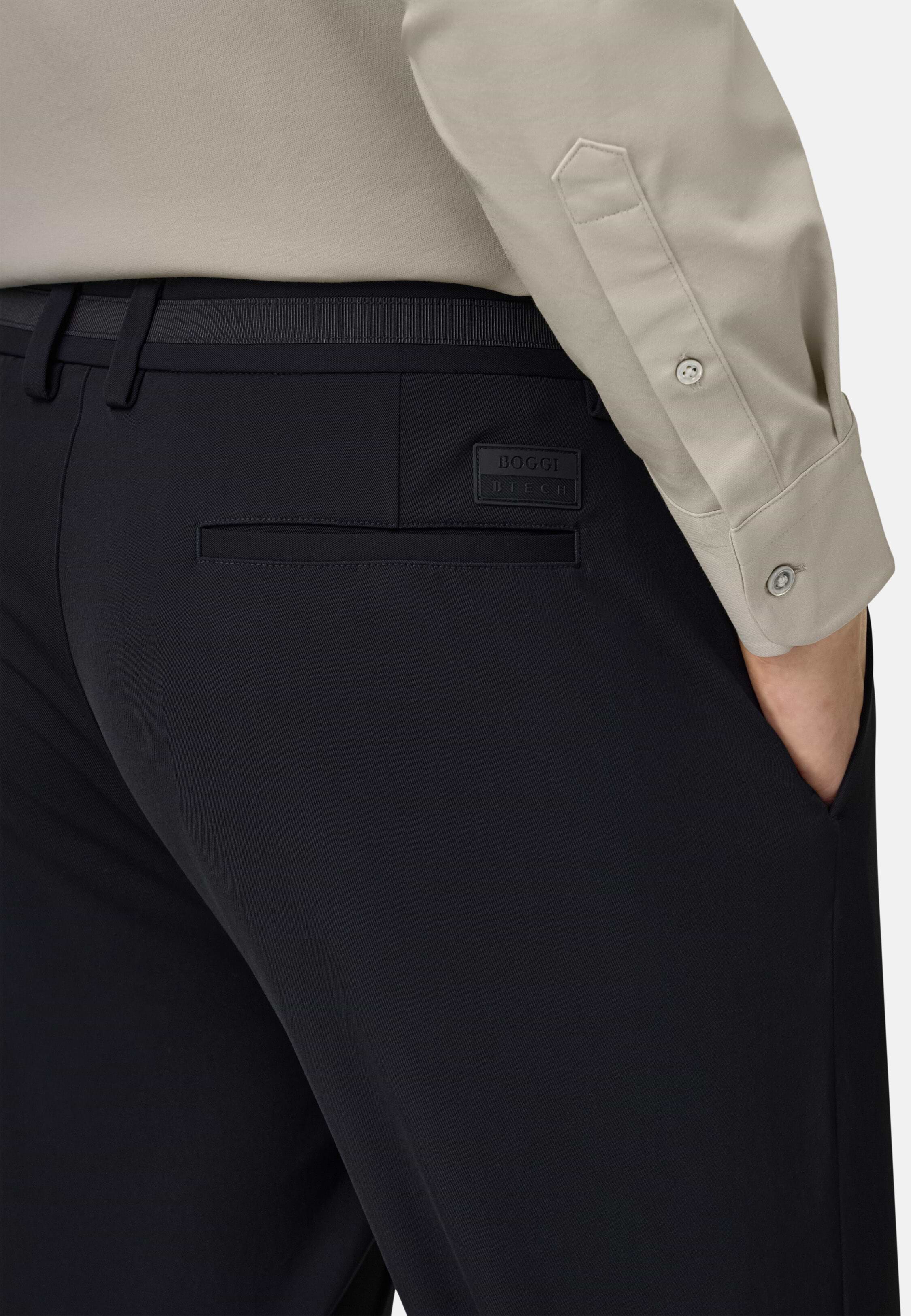Men's B-Tech Stretch Nylon Trousers, Navy blue | Boggi Milano