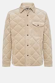 Padded Cotton Velvet Bomber Jacket, Beige, hi-res