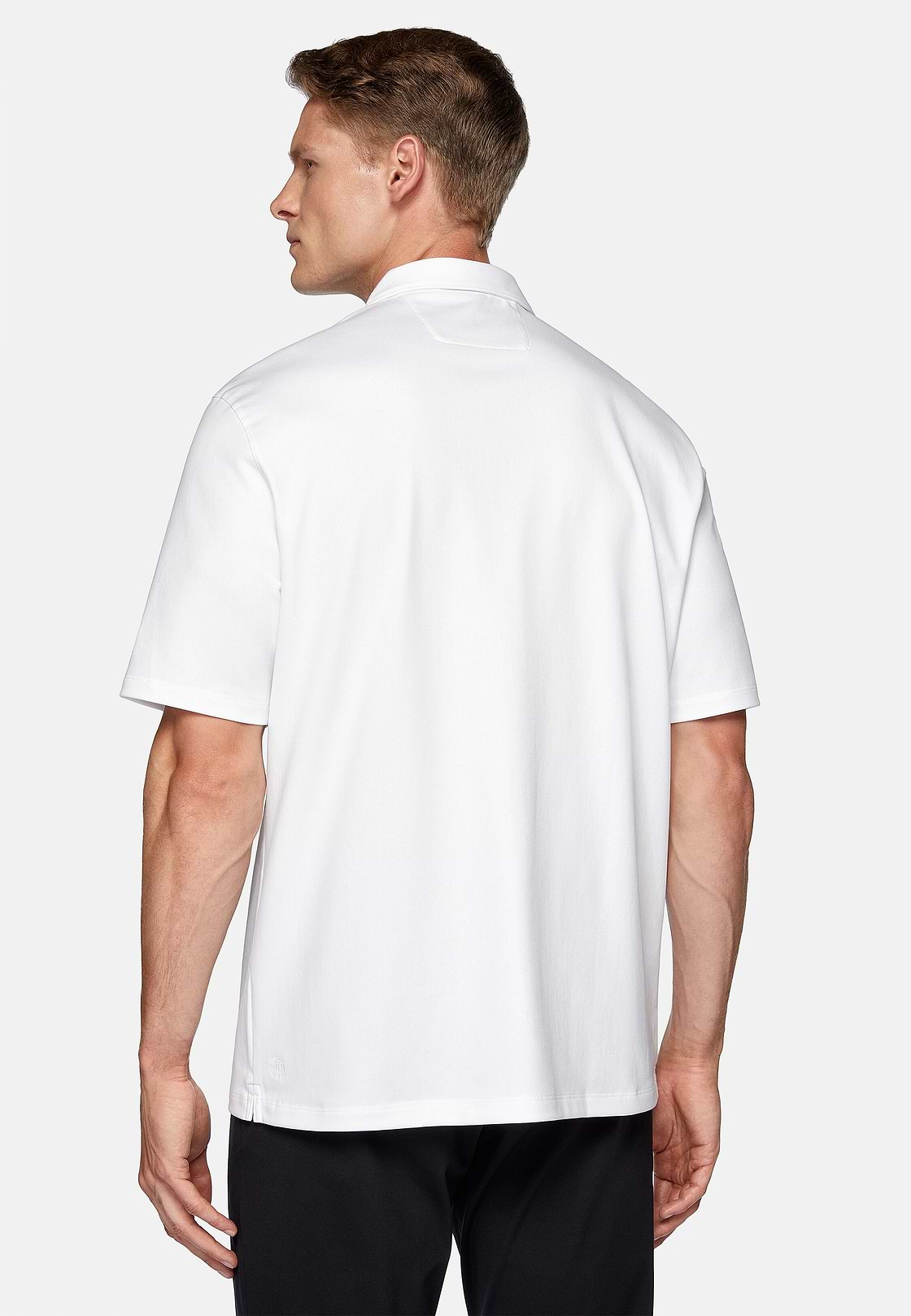 High-Performance Piqué Polo Shirt, White, hi-res