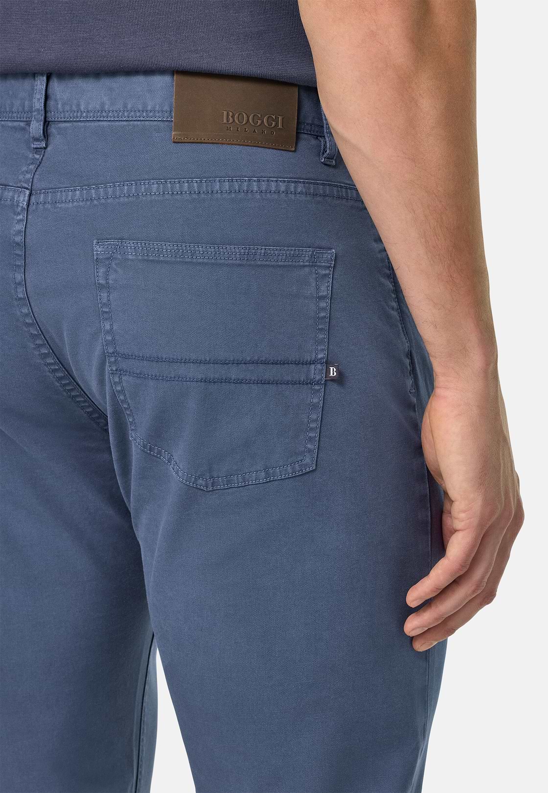Stretch Cotton 5-Pocket Trousers, Air-blue, hi-res