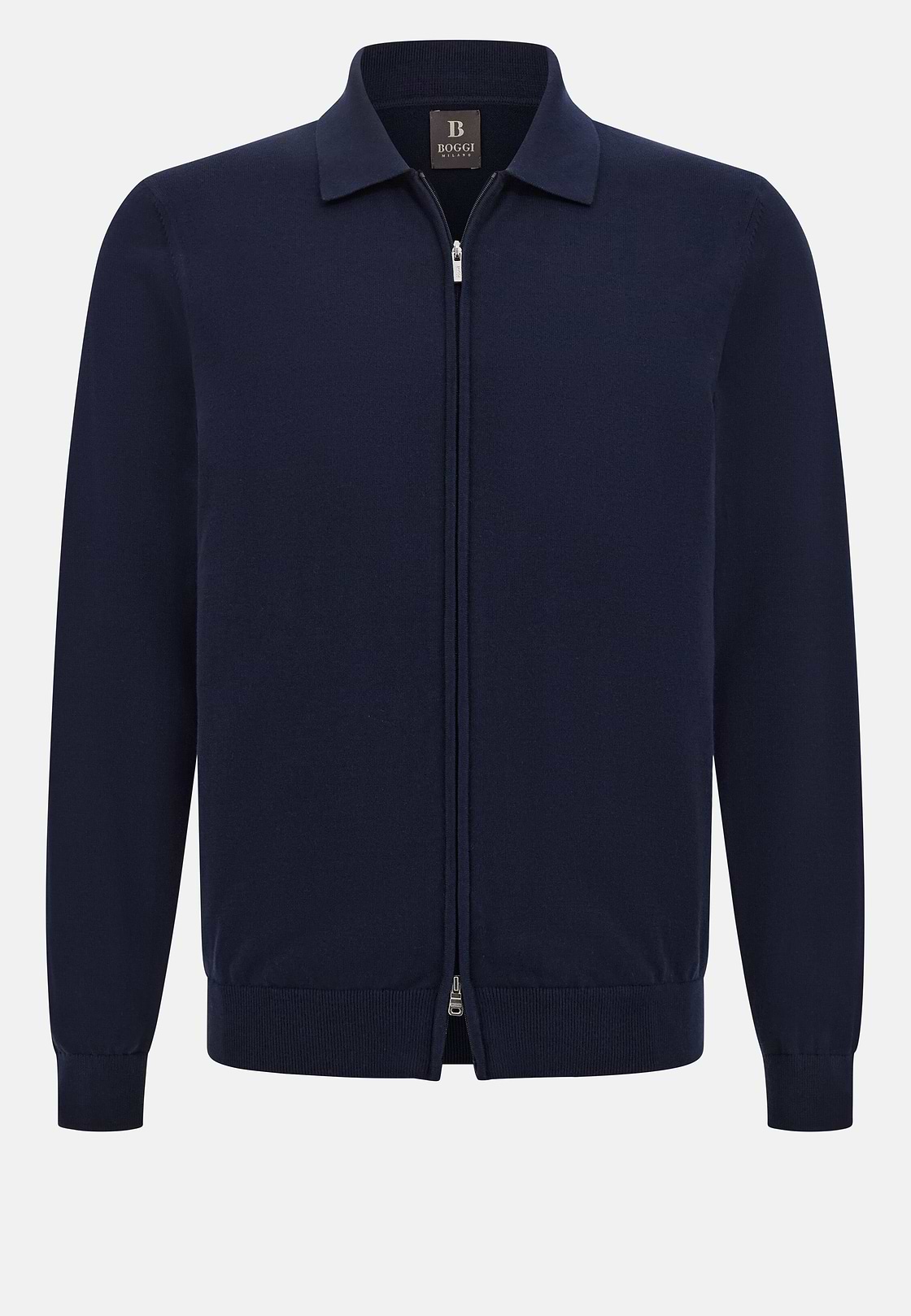 Full-Zip Cotton Jumper, Navy blue, hi-res