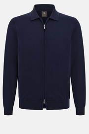 Full-Zip Cotton Jumper, Navy blue, hi-res