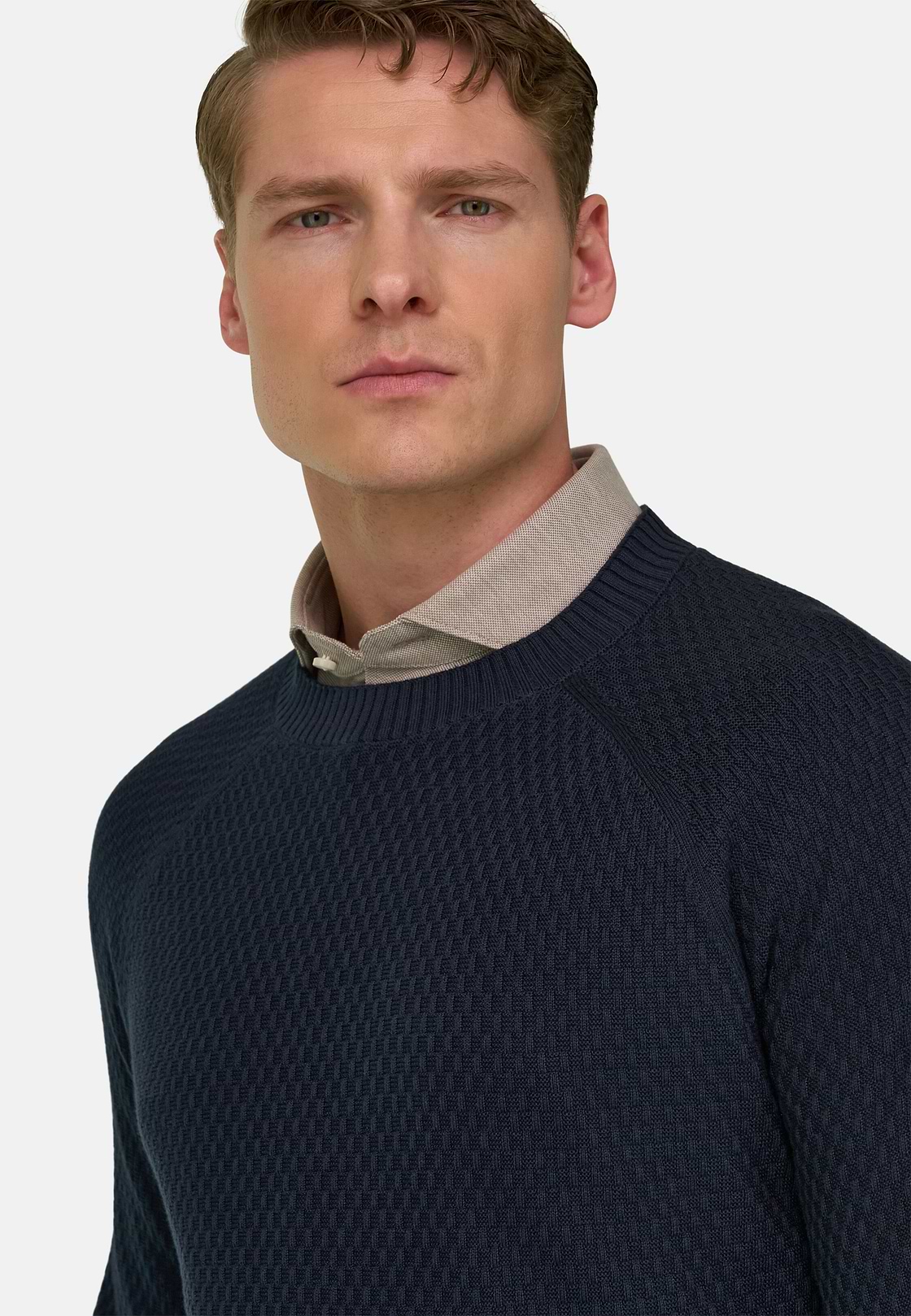 Cotton Crew Neck, Navy blue, hi-res, 4