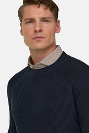 Cotton Crew Neck, Navy blue, thumb, 4