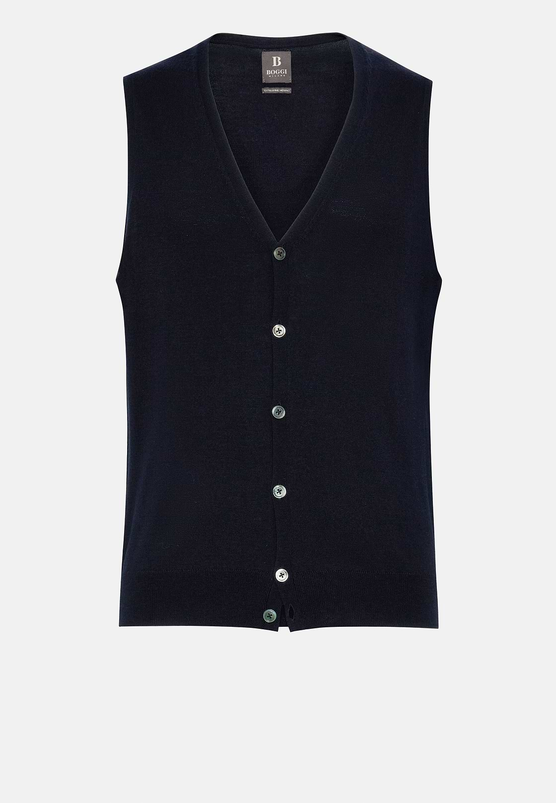 Gebreid vest van navy merinowol, Navy blue, hi-res