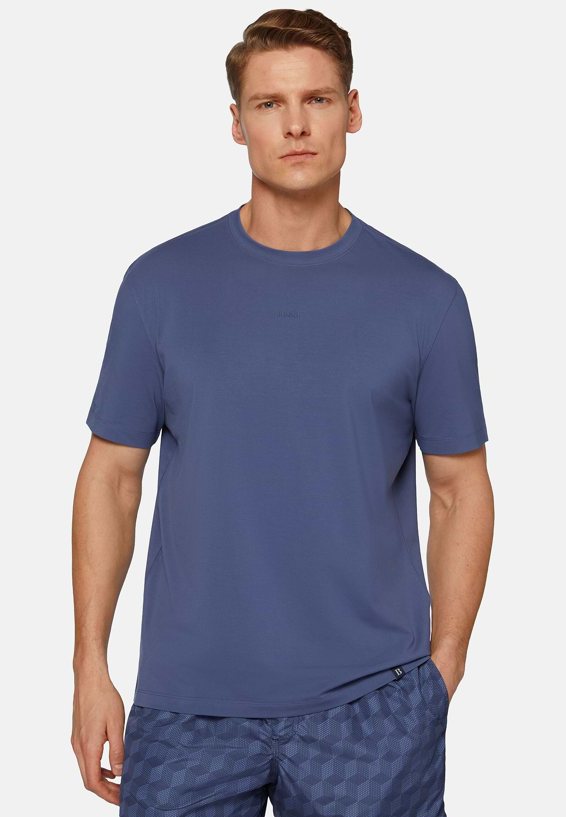 T-shirt En Coton Supima Extensible, Bleu, hi-res