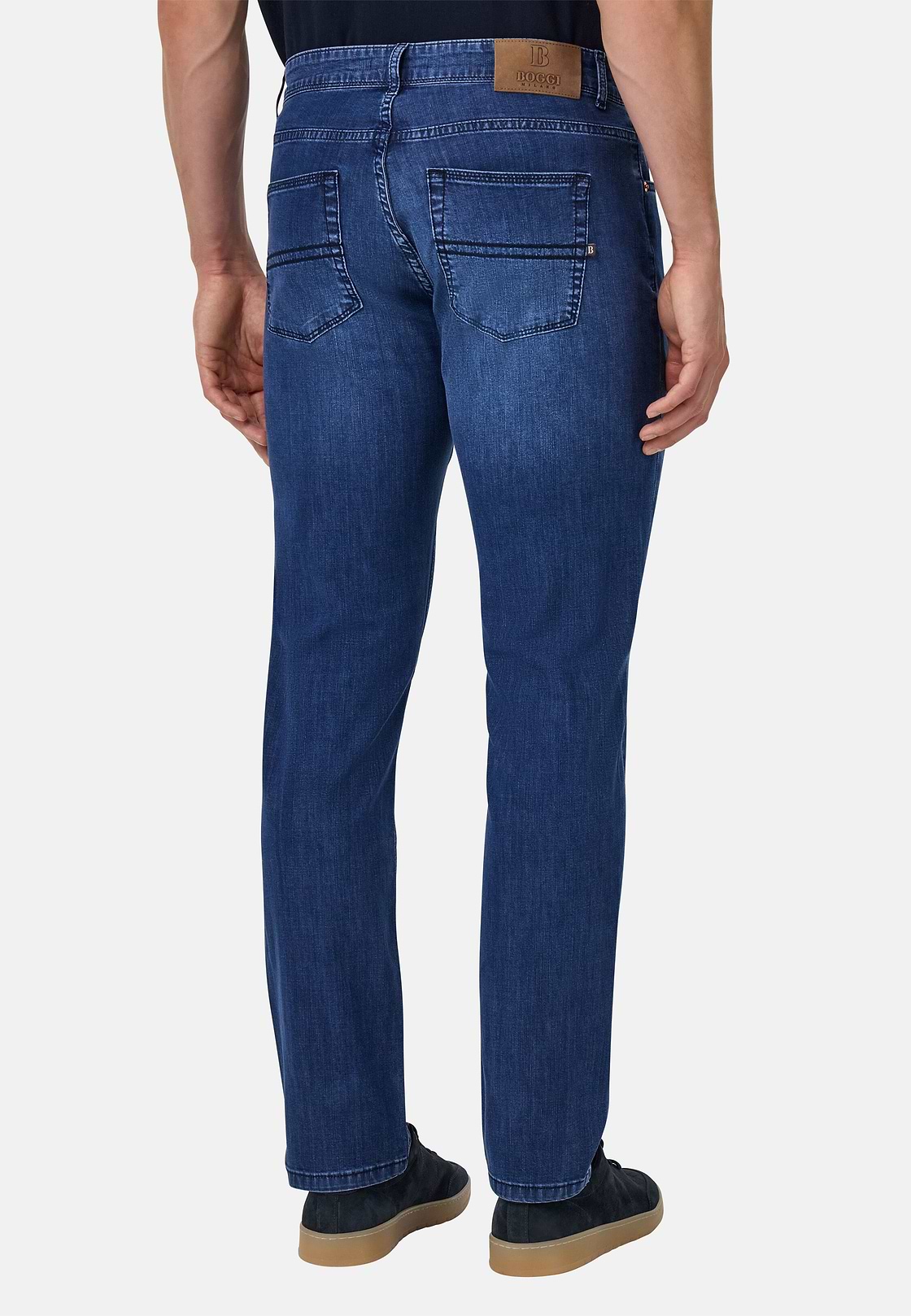 Jean Ultraléger Bleu Moyen En Denim Extensible, Bleu, hi-res
