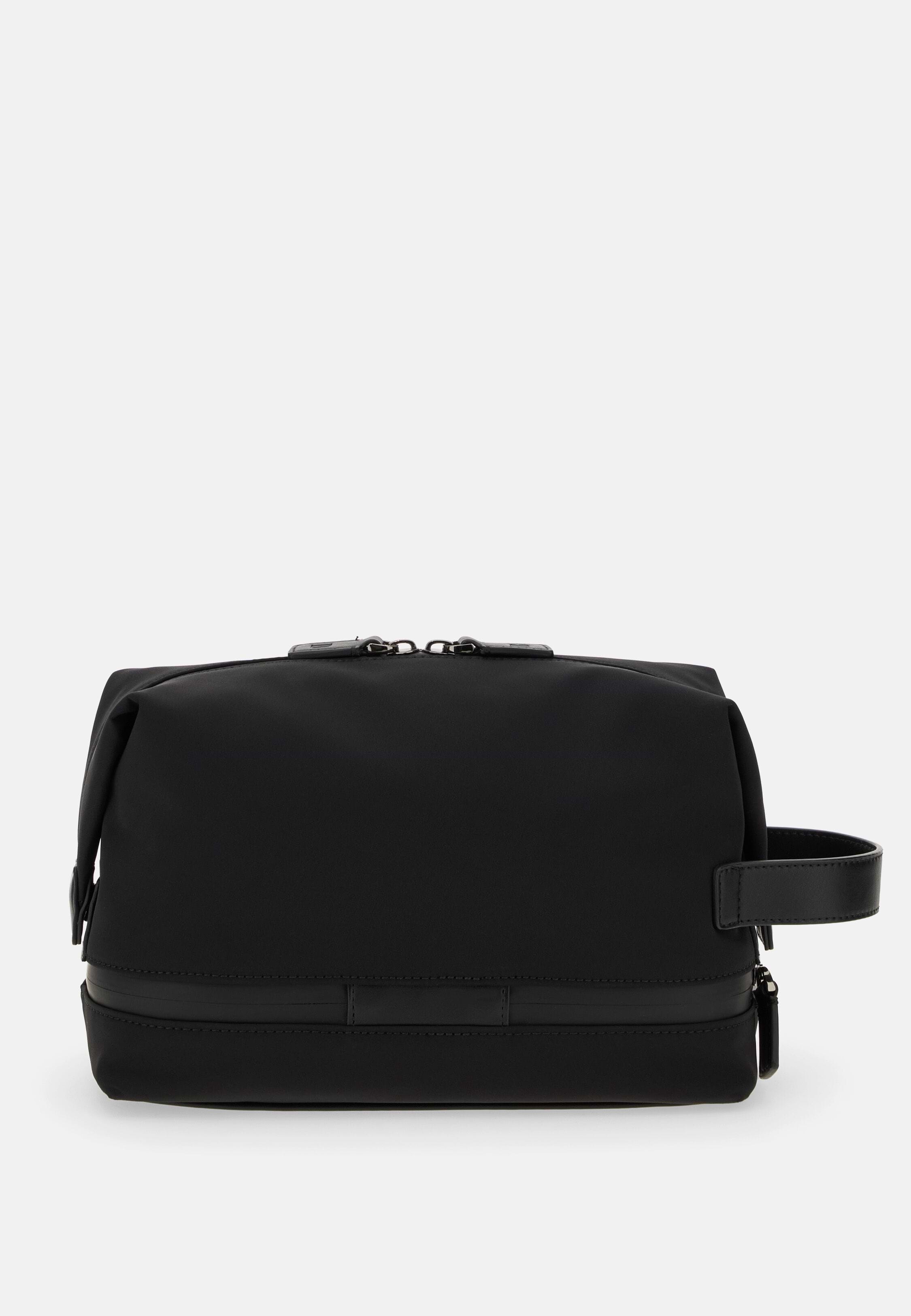 Beauty Case In Tela A Righe Da Viaggio, Portatile E Lavabile, Organizer Make-up Per Donne, Colore Nero - 3