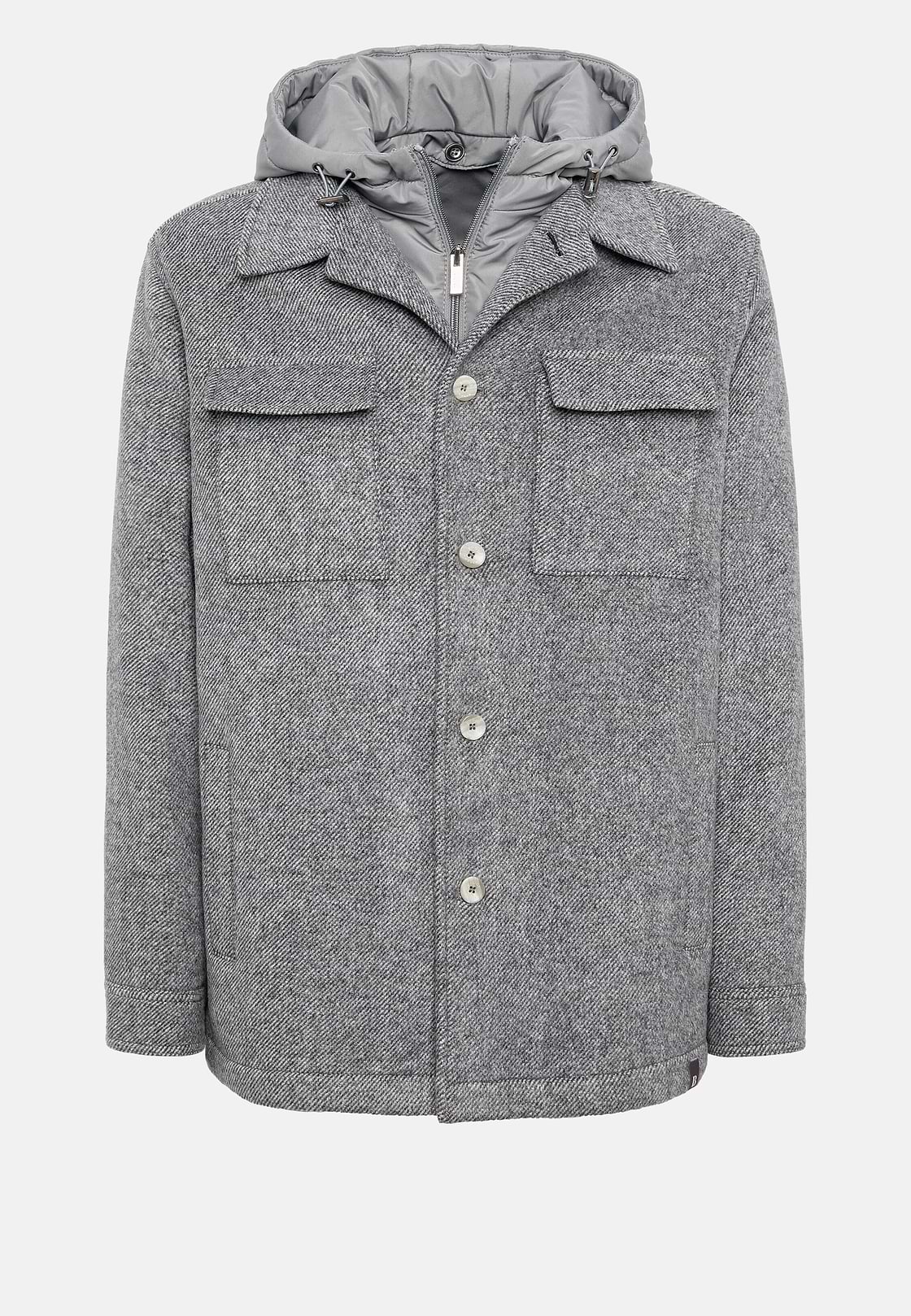 Mens wool coat with bib sale