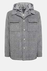 Blink Shirt Jacket In Wool With Bib, Grey, hi-res