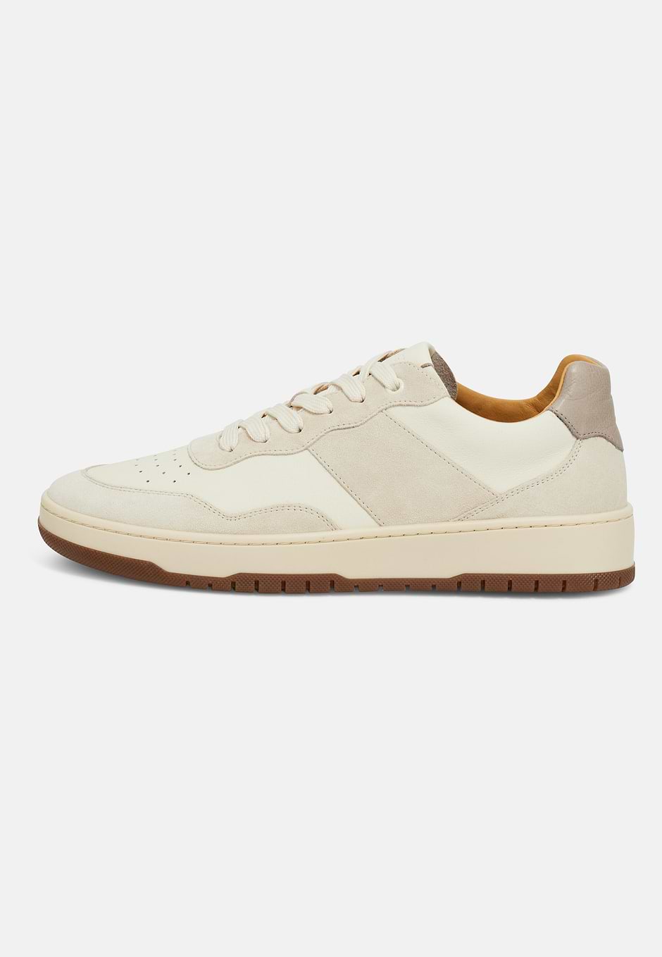 Sneakers En Cuir Foulonné, Beige, hi-res