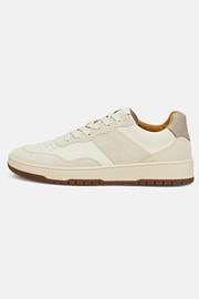 Sneakers In Pelle Bottalata, Beige, hi-res
