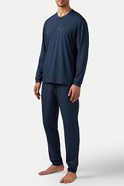 T-shirt Pigiama In Misto Viscosa Manica Lunga, Navy, hi-res