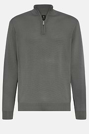 Green Merino Wool Half-Zip Jumper, Green, hi-res