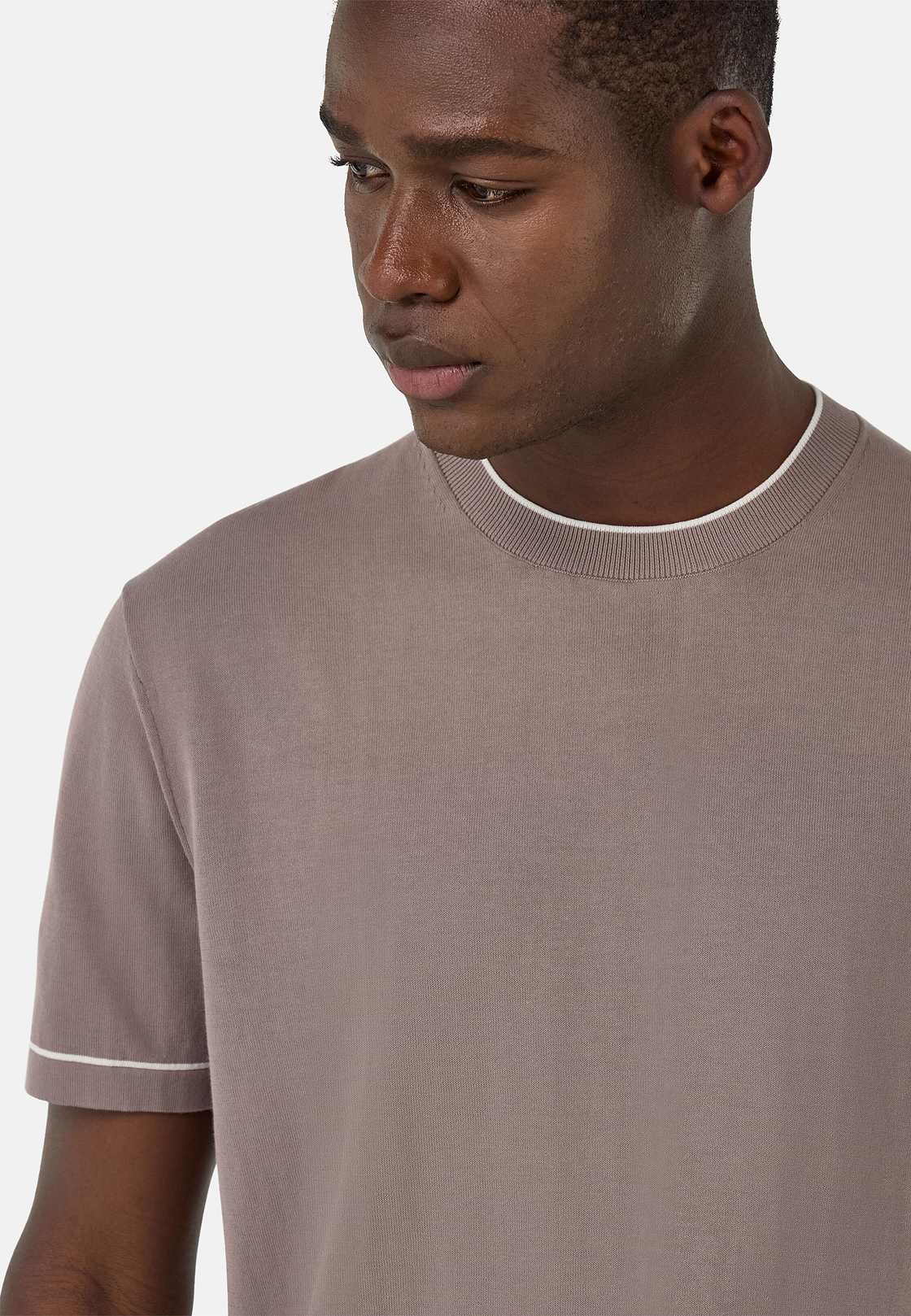 T-shirt En Maille Crêpe De Coton, Taupe, hi-res