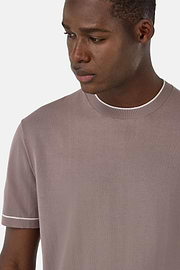 T-shirt En Maille Crêpe De Coton, Taupe, hi-res