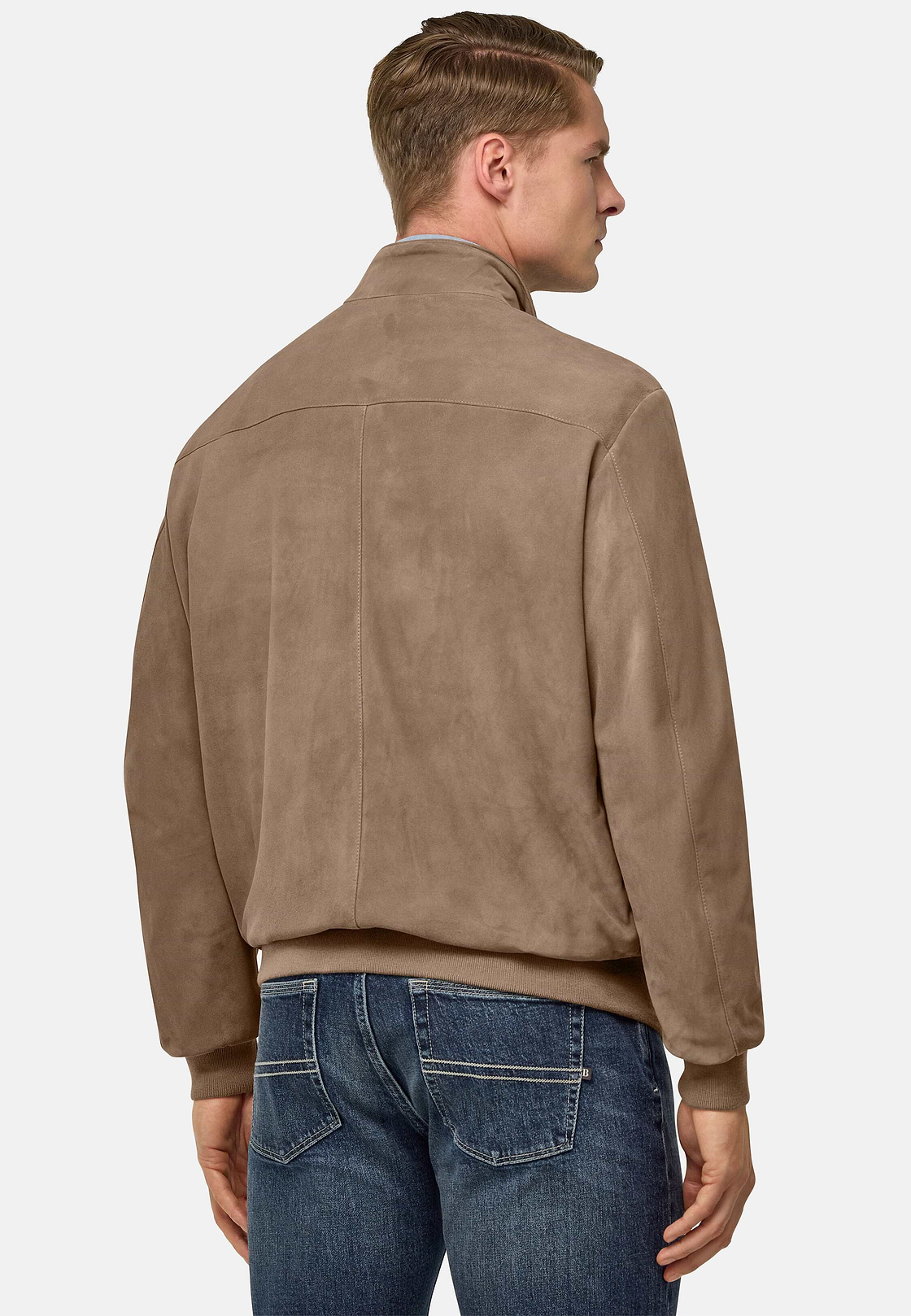 Bomber Aus Veloursleder, Taupe, hi-res