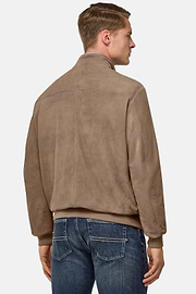Bomber Aus Veloursleder, Taupe, hi-res