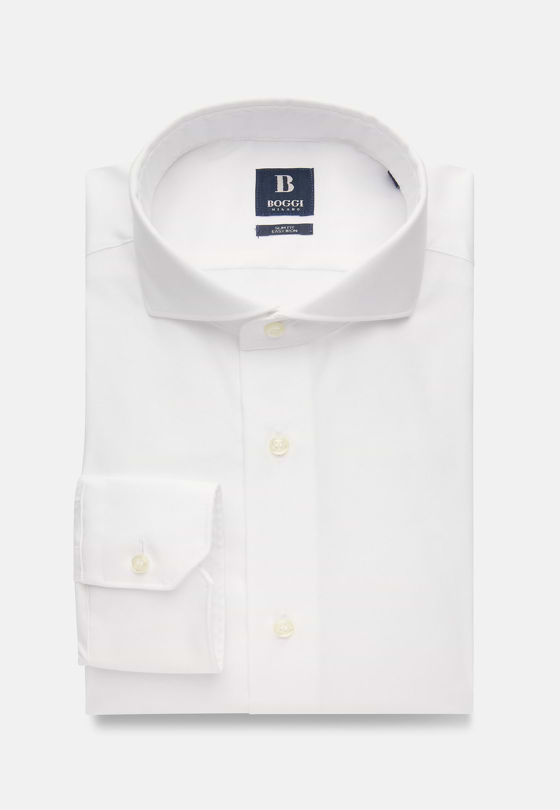 White Slim Fit Cotton Pin Point Shirt, White, hi-res, 1