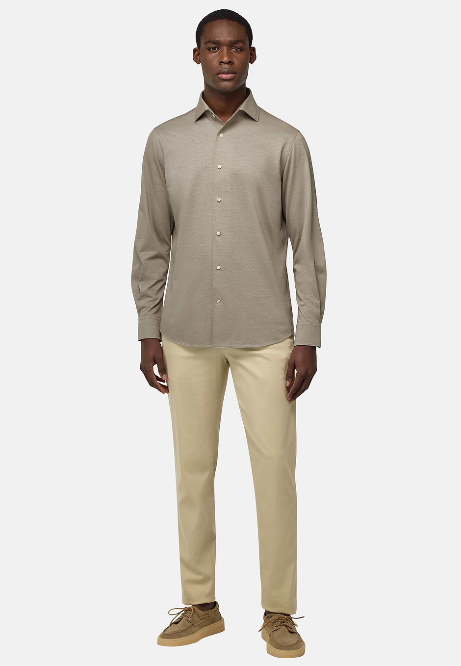 Regular Fit Japanese Jersey Polo Shirt, Taupe, hi-res